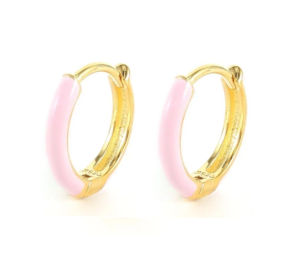 Sterling Silver Gold Plated Enamel Hoops
