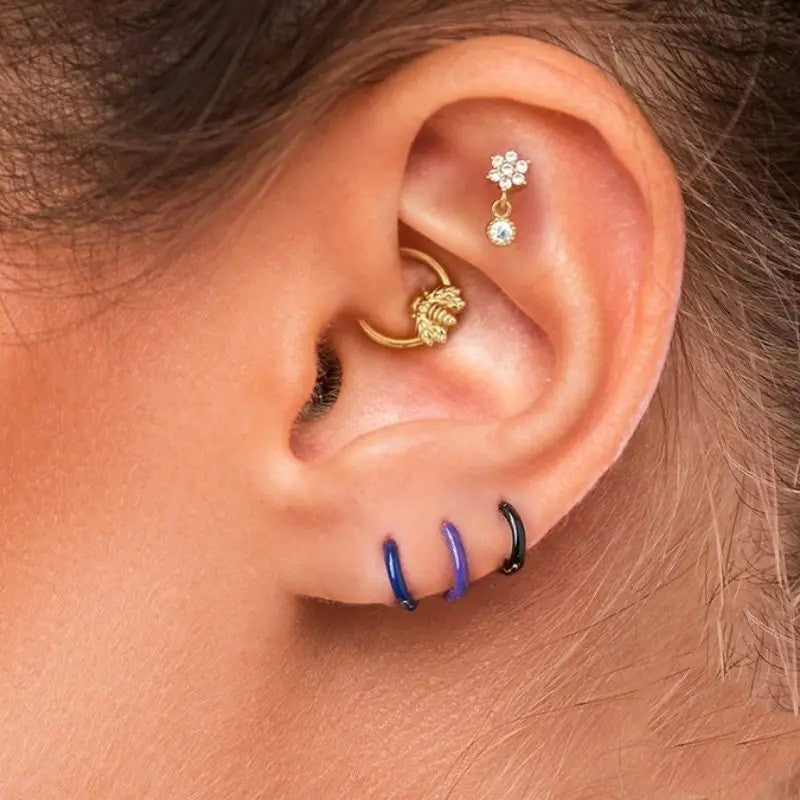 Sterling Silver Gold Plated Enamel Hoops