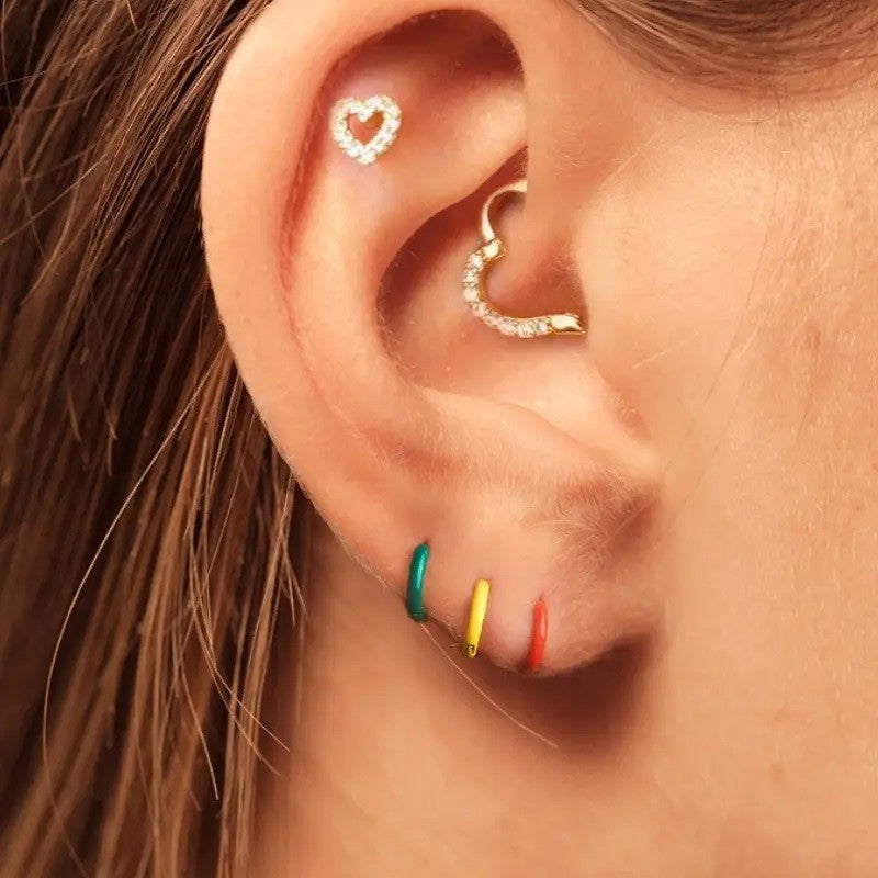 Sterling Silver Gold Plated Enamel Hoops