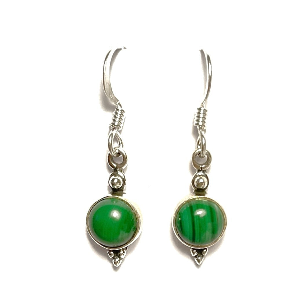 Sterling Silver Malachite Drop Earrings