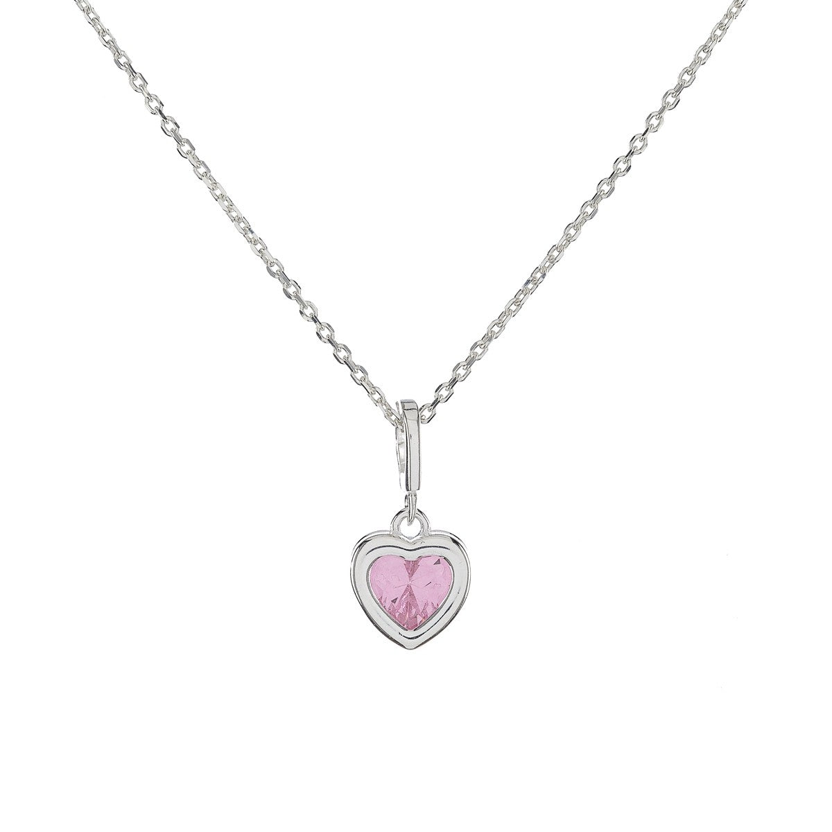 Sterling Silver CZ Heart Pendant Necklace