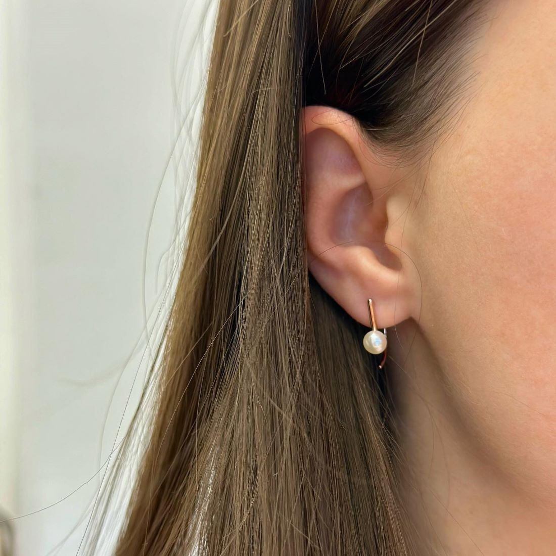 Sterling Silver Rose Gold Plated Pearl Earrings