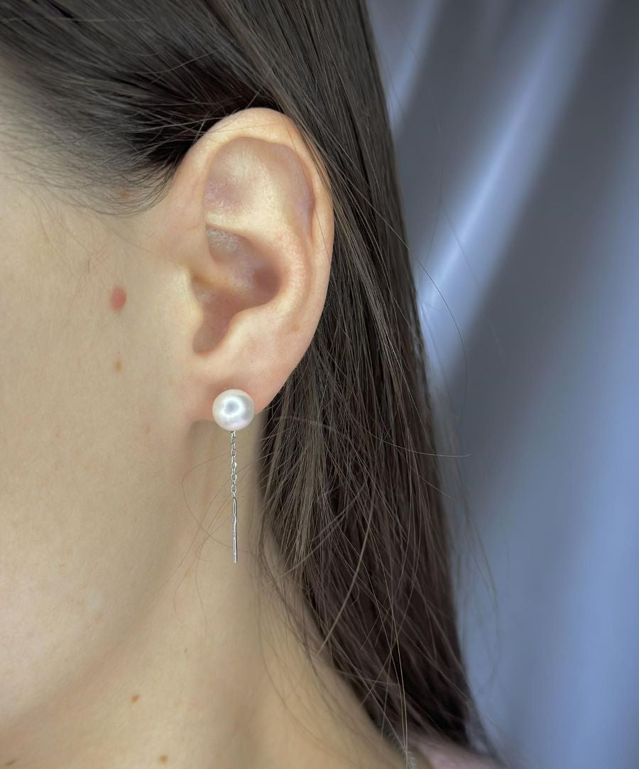 Sterling Silver Rhodium Plated Chain Drop Earrings