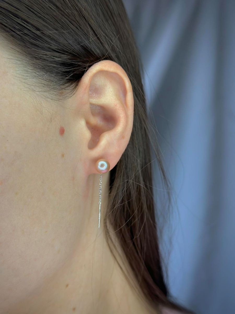 Sterling Silver Rhodium Plated Chain Drop Earrings