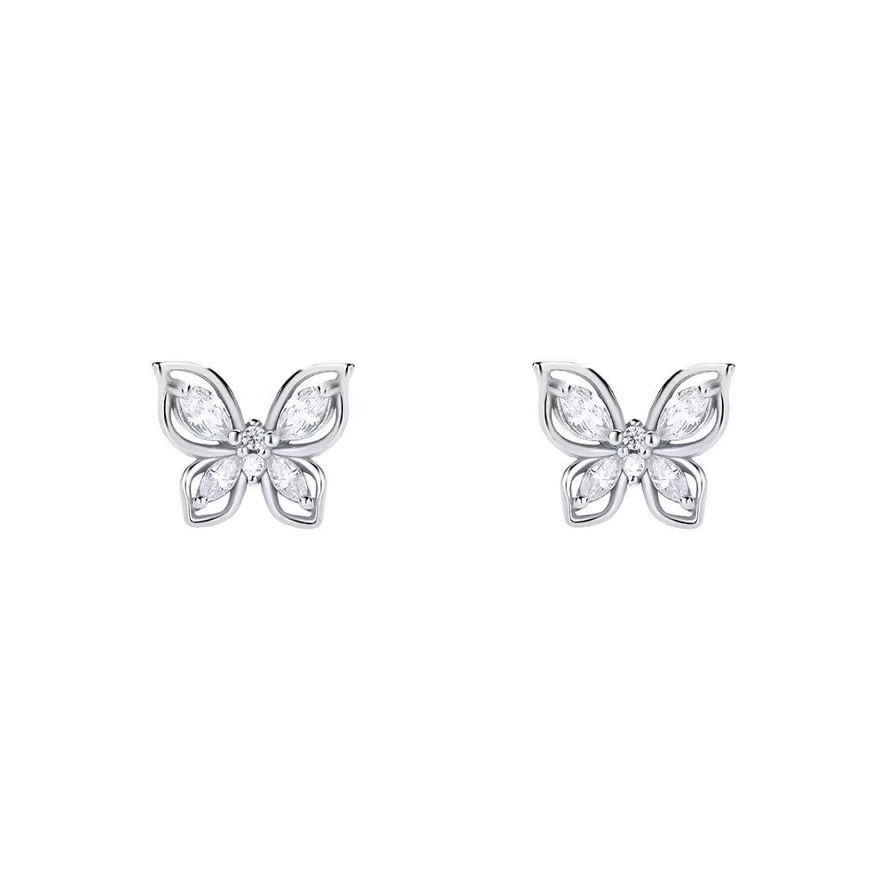 Sterling Silver CZ Butterfly Studs