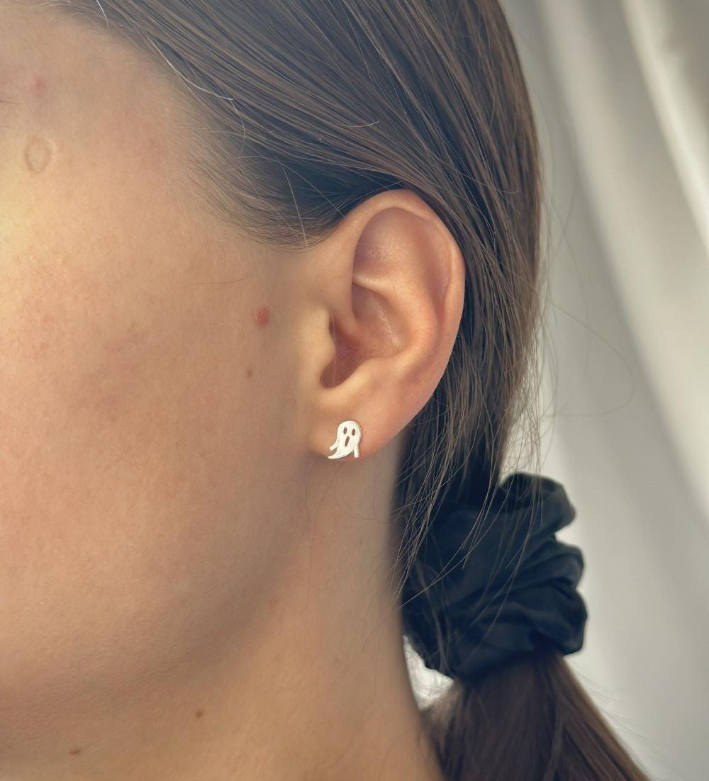 Sterling Silver Ghost Stud Earrings