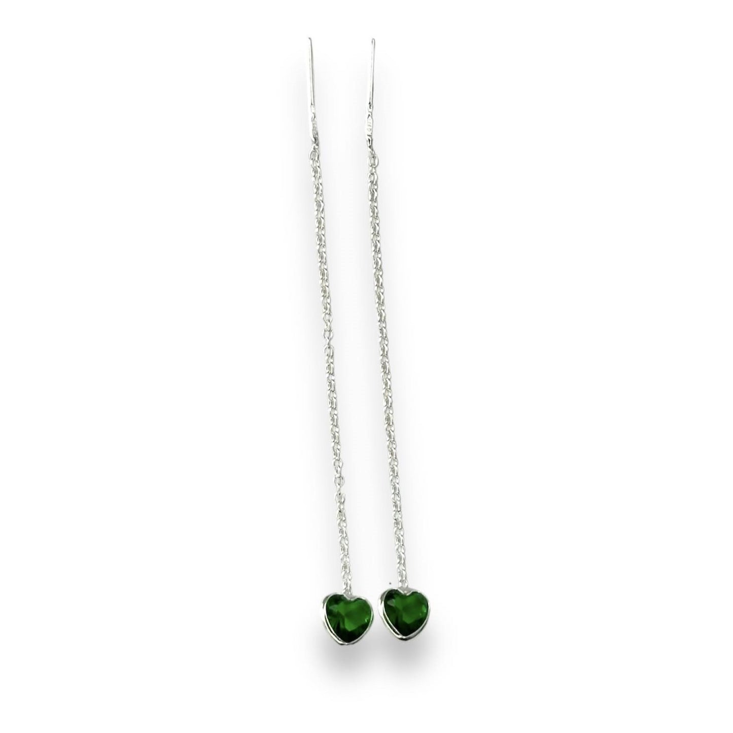 Sterling Silver CZ Heart Drop Earrings