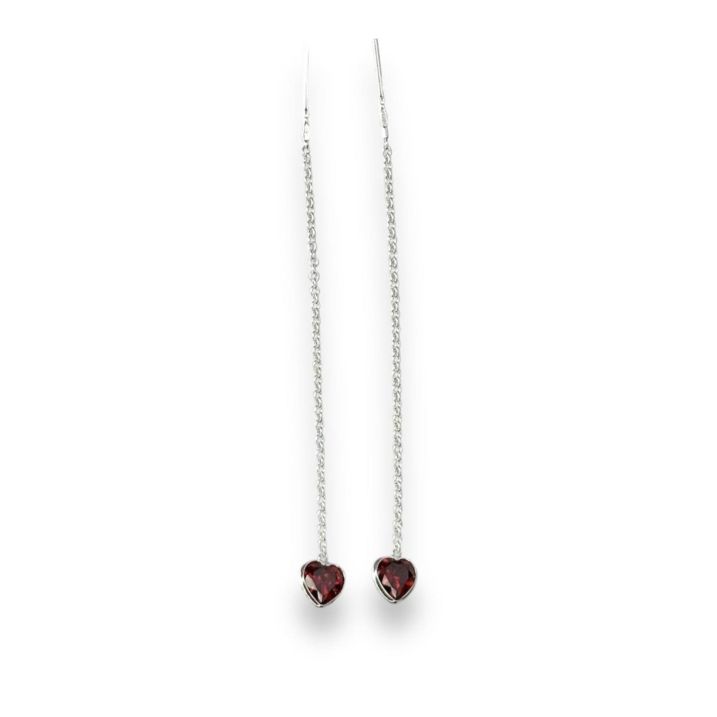 Sterling Silver CZ Heart Drop Earrings