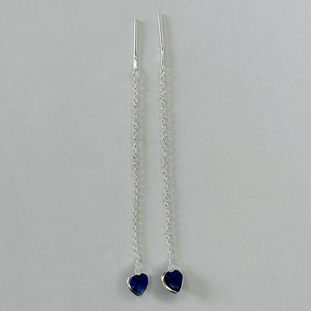 Sterling Silver CZ Heart Drop Earrings