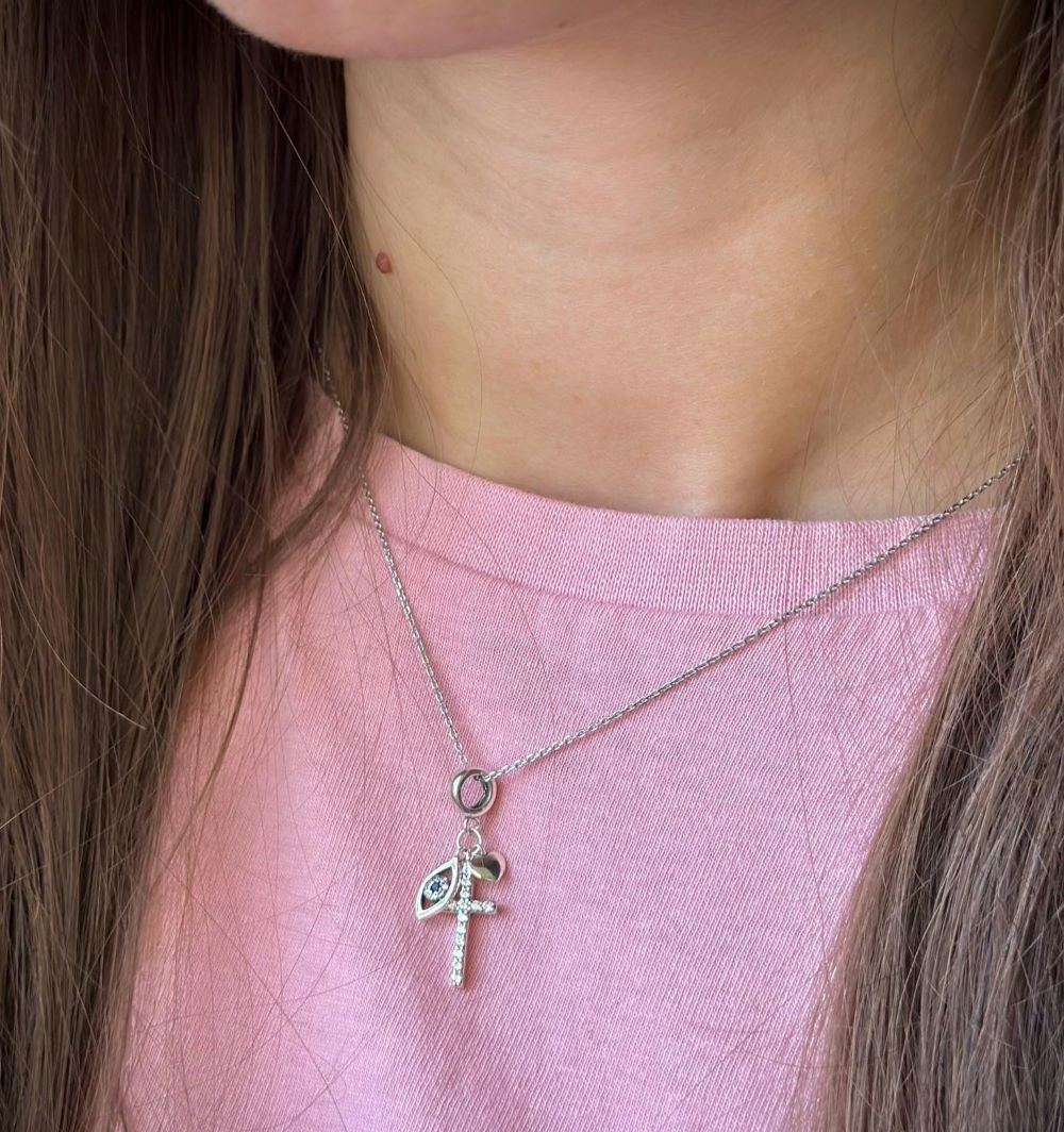 Sterling Silver Rhodium Plated Cross Pendant