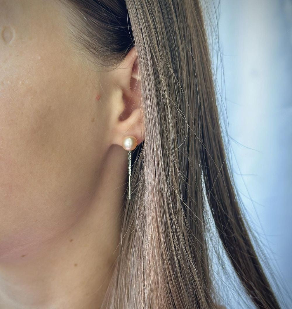 Sterling Silver Rhodium Plated Chain Drop Earrings