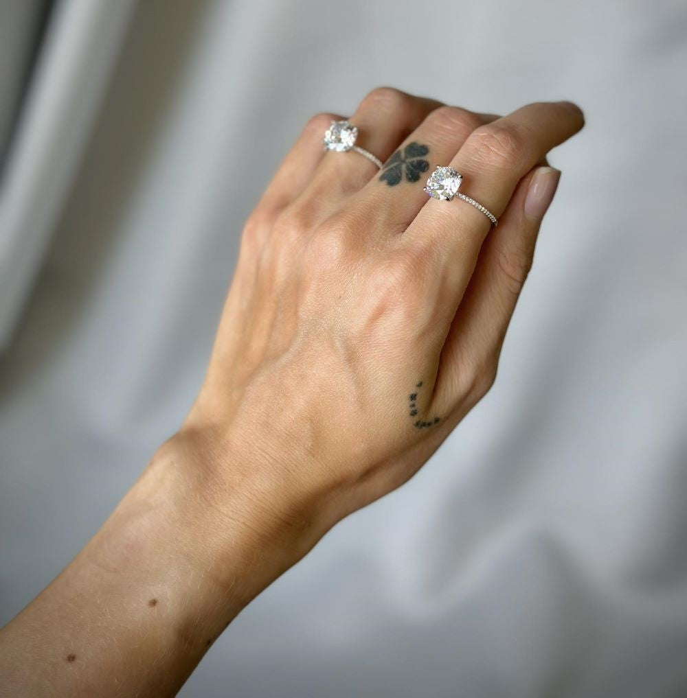 Sterling Silver Rhodium Plated CZ Crystal Ring