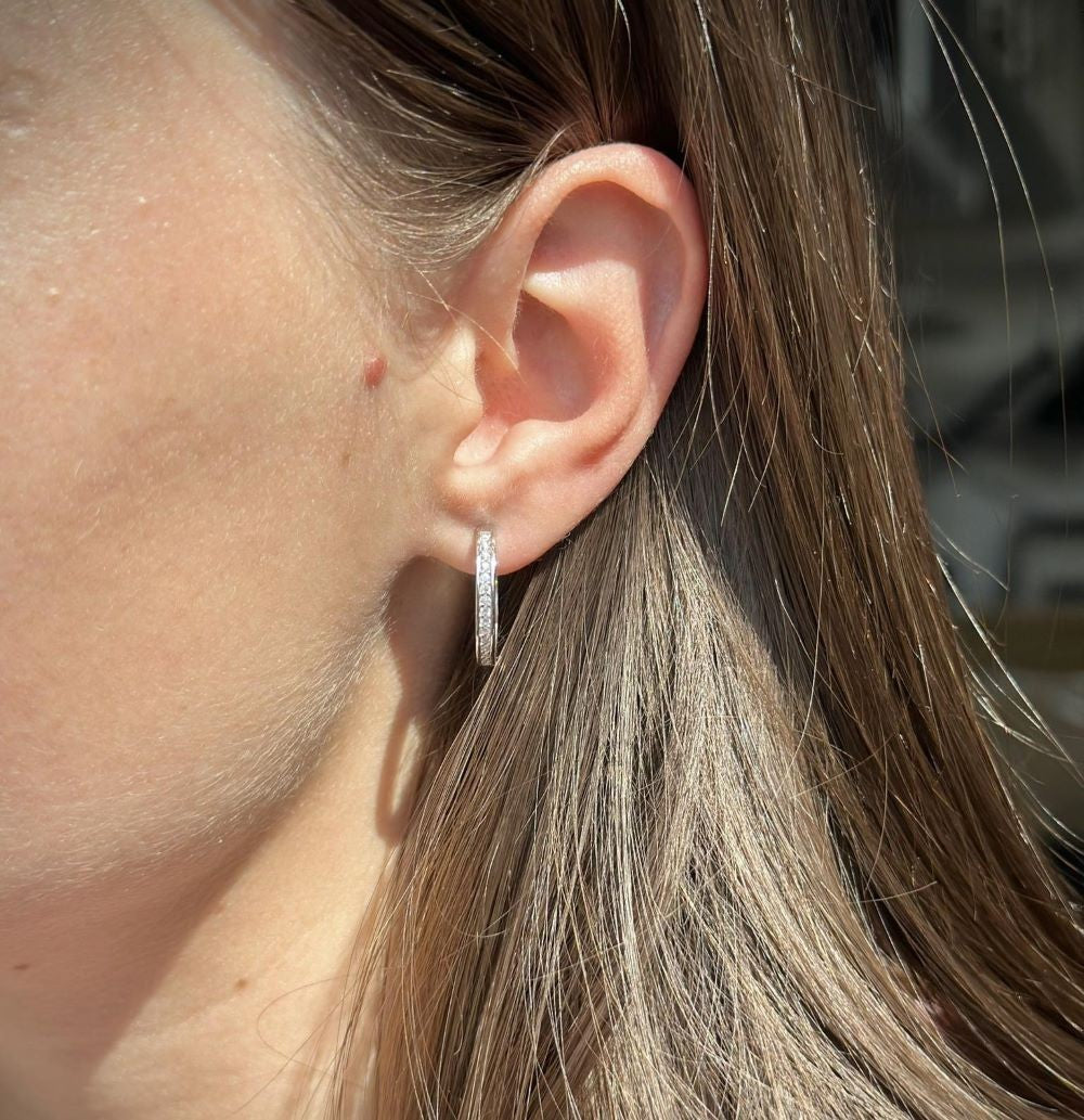 Silver Rhodium / Gold / Rose Gold Plated 12 - 20 mm CZ Hoops