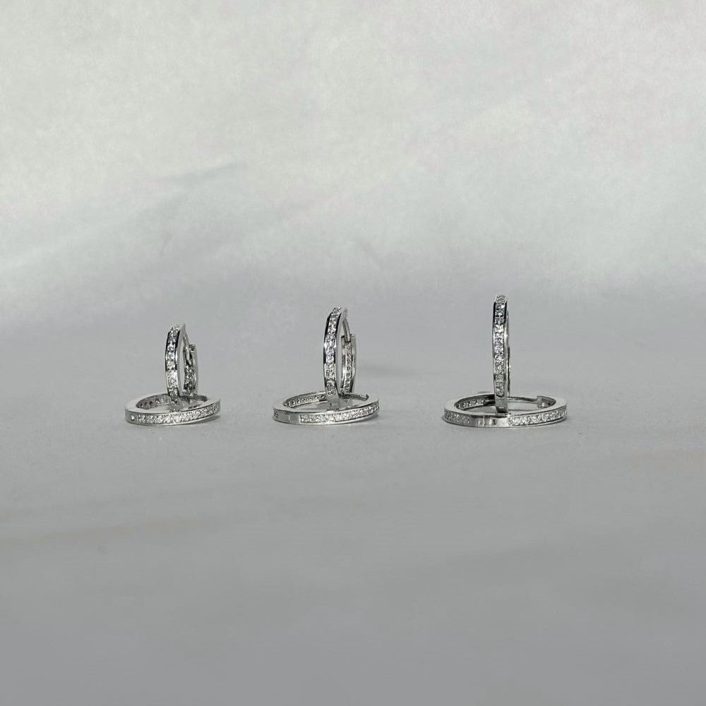 Silver Rhodium / Gold / Rose Gold Plated 12 - 20 mm CZ Hoops