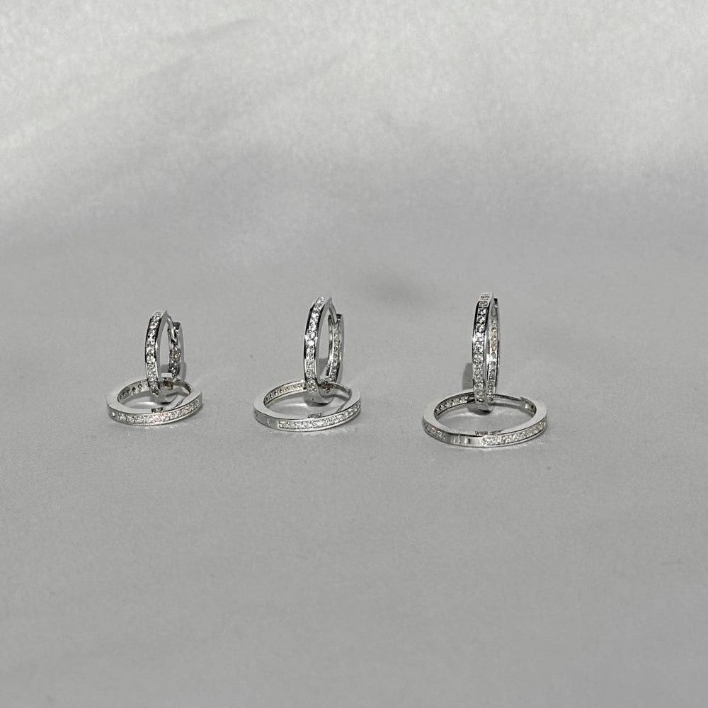 Silver Rhodium / Gold / Rose Gold Plated 12 - 20 mm CZ Hoops