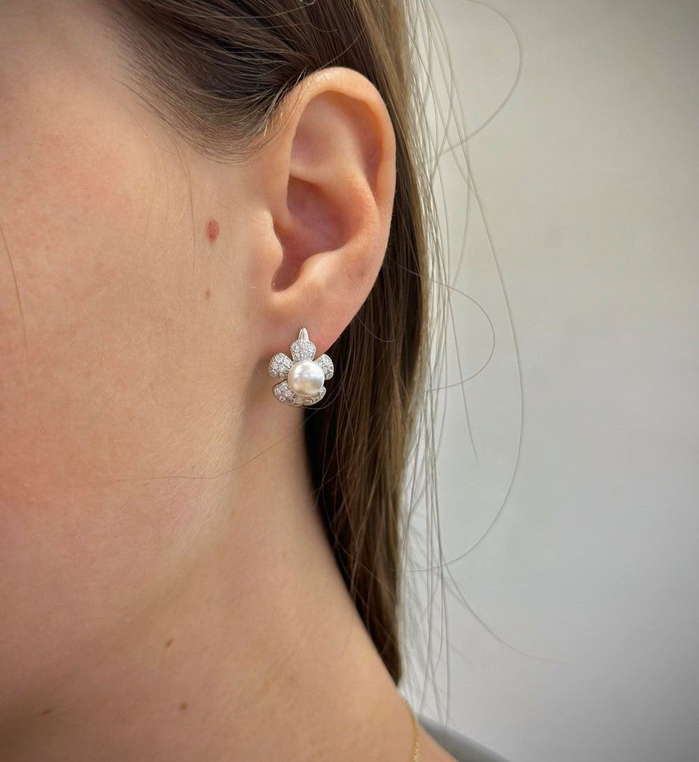 Sterling Silver Rhodium Plated English Lock Earrings