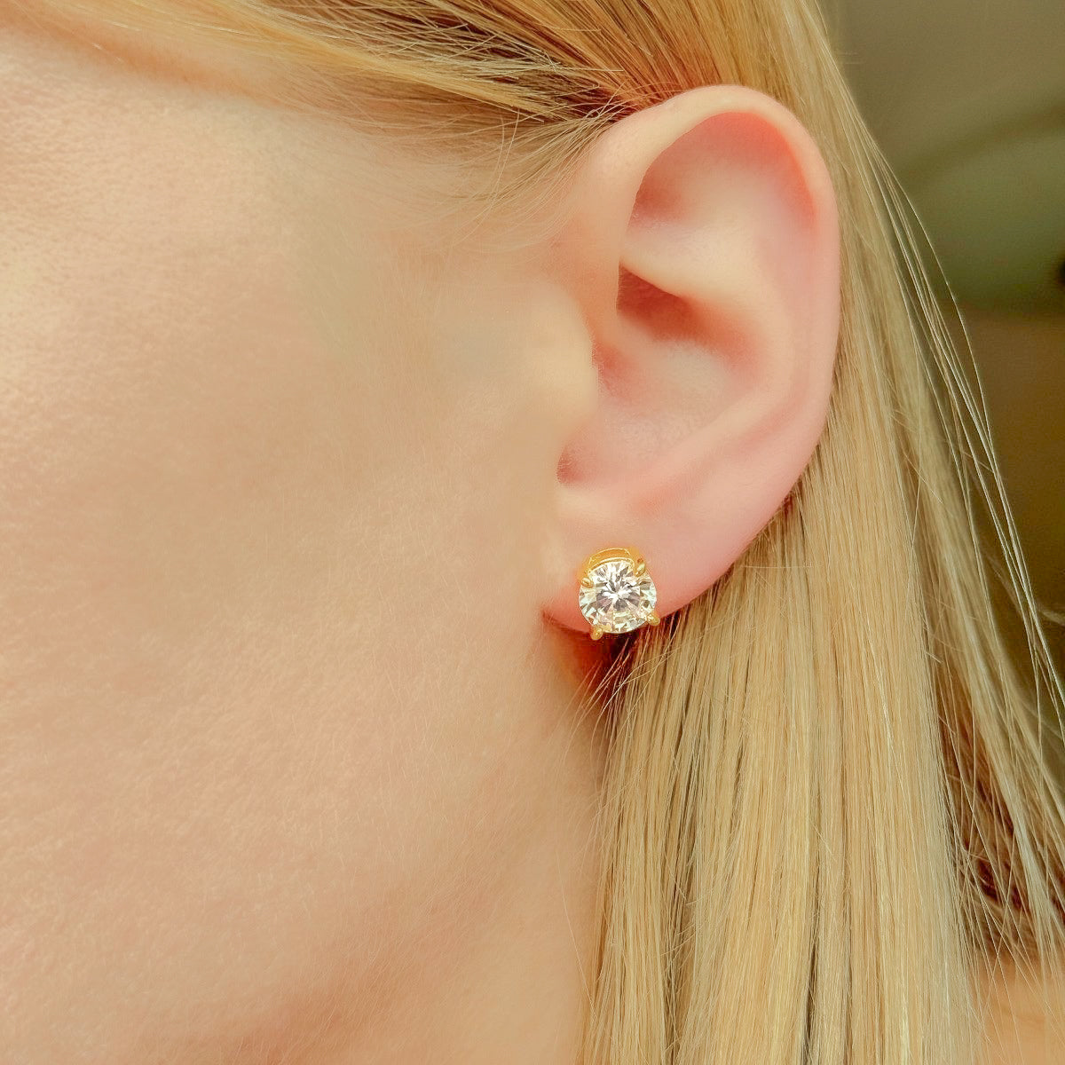 Sterling Silver Gold Plated 2 - 8 mm CZ Studs