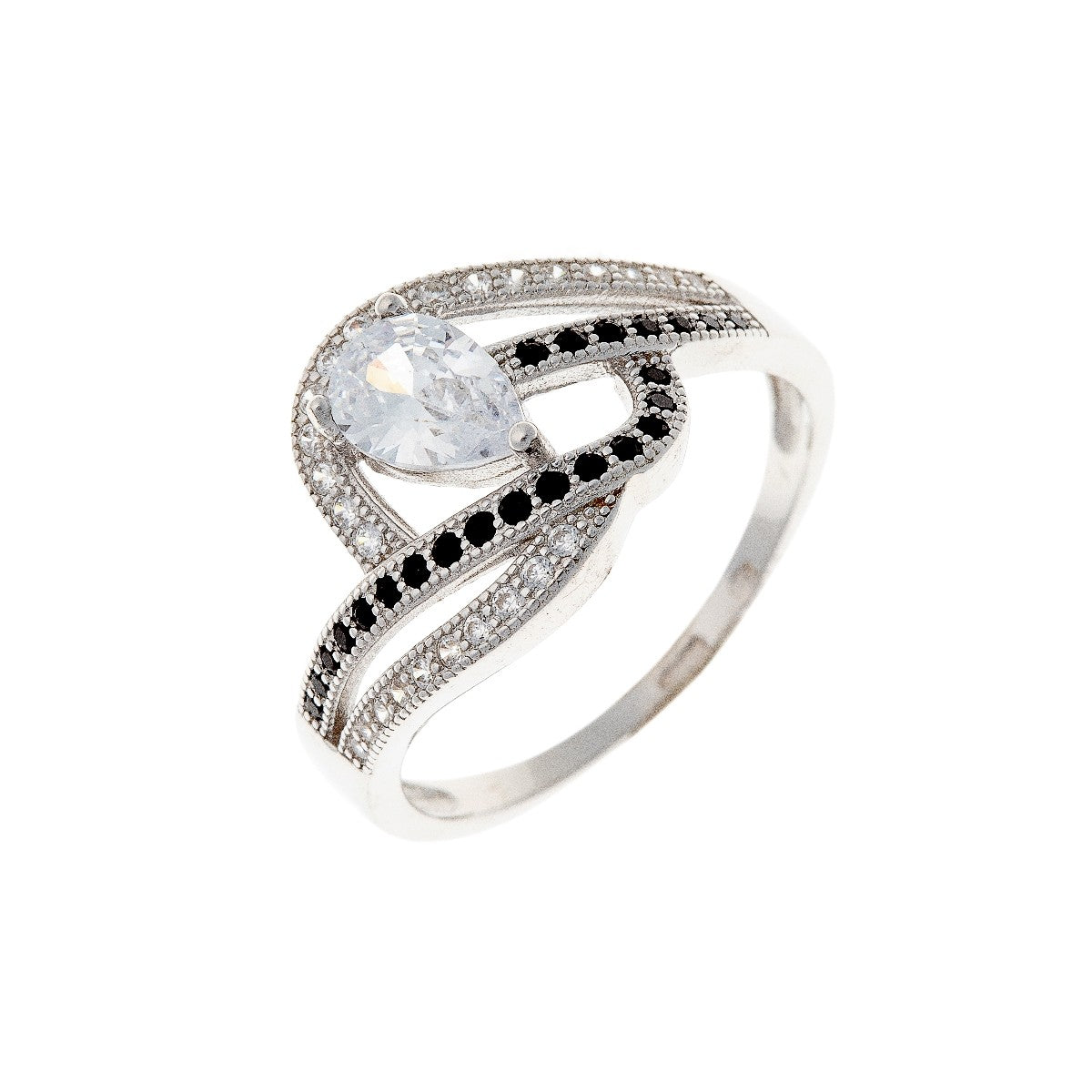 Sterling Silver CZ Teardrop Ring