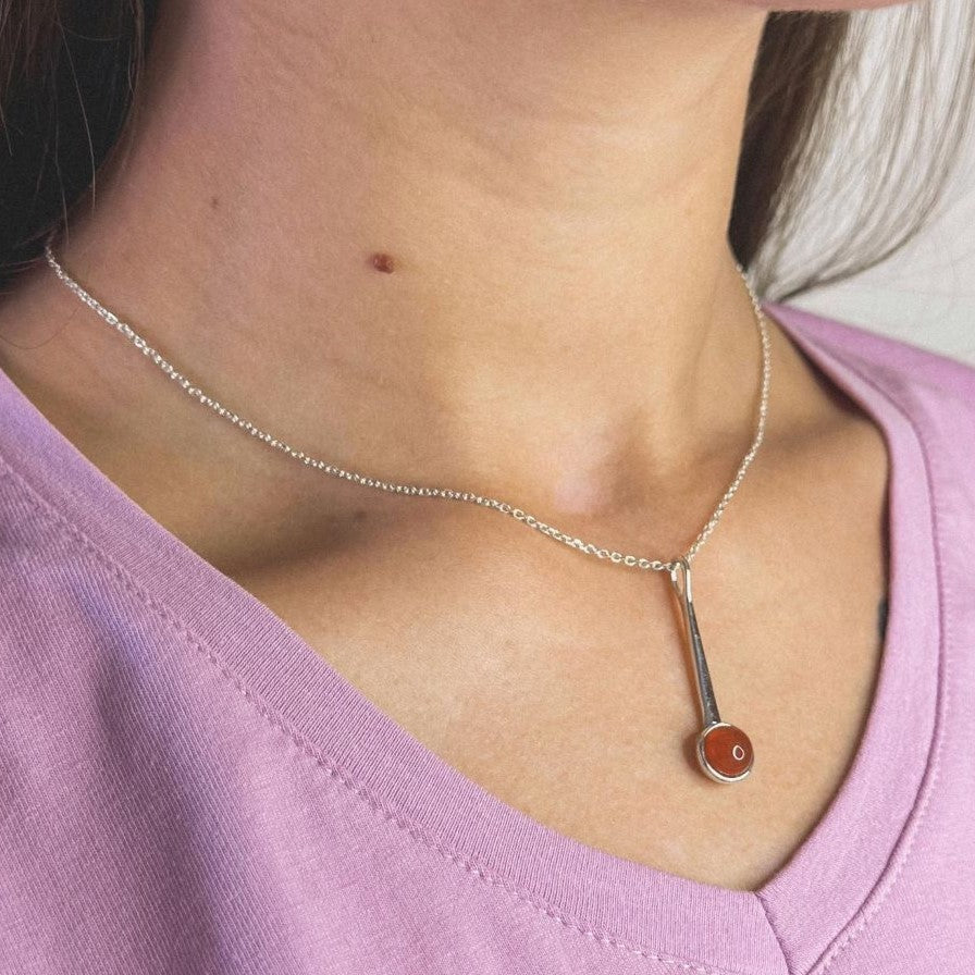 Sterling Silver Carnelian Pendant Necklace