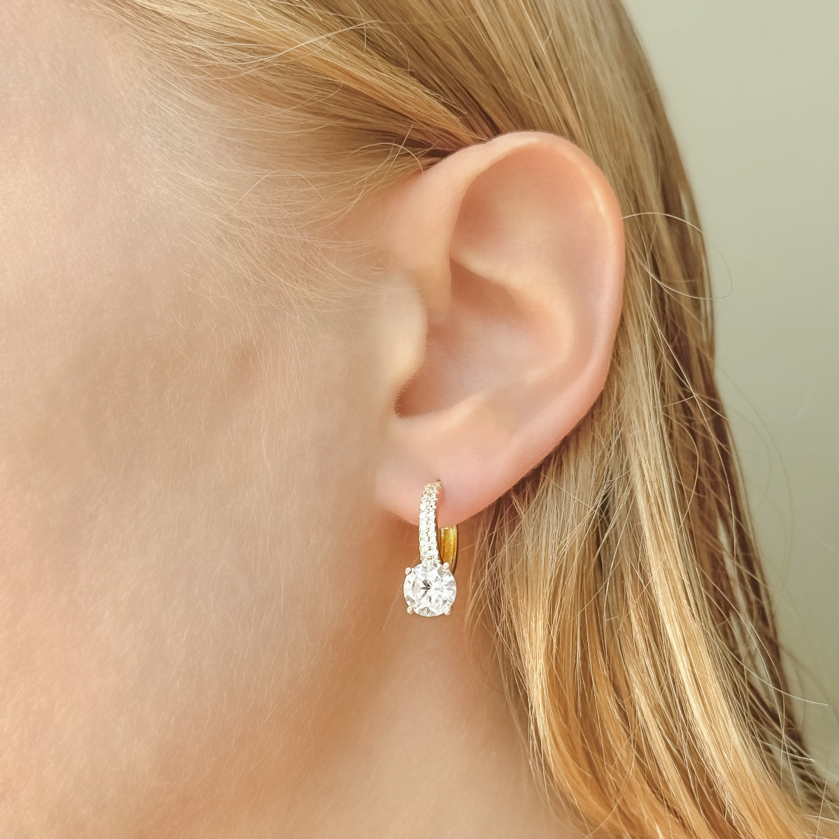 Sterling Silver Gold Plated CZ Hoops