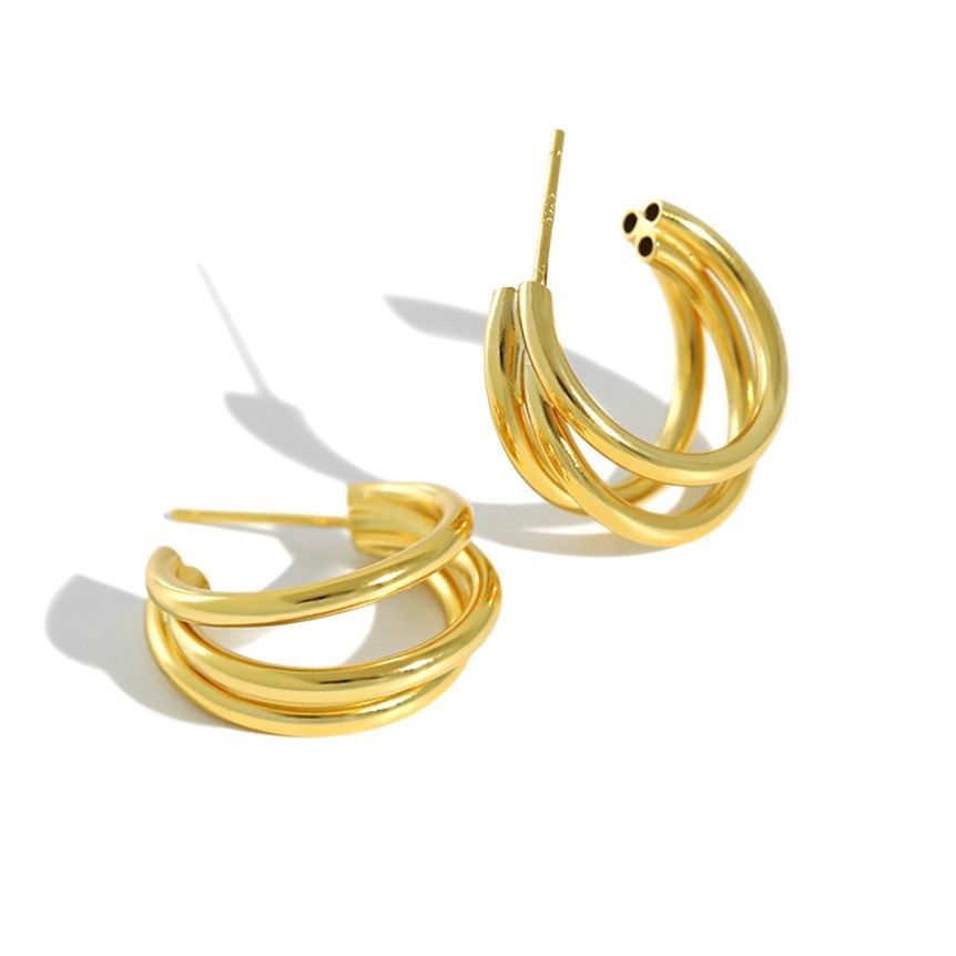 Sterling Silver Stud Earrings "Triple Hoops"