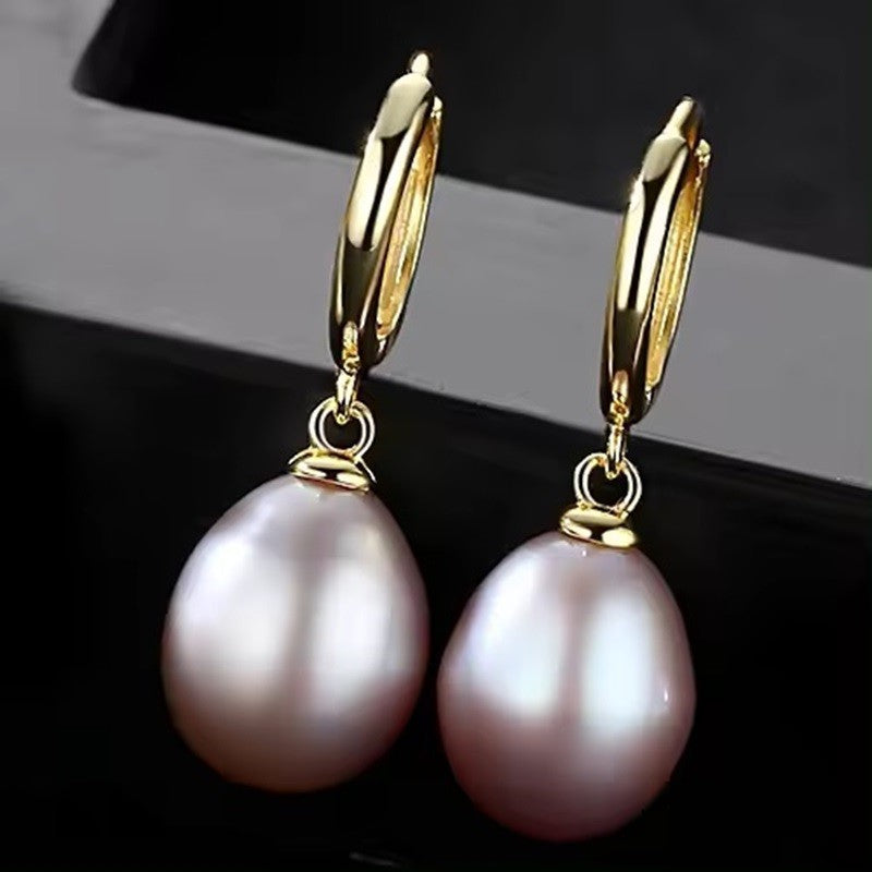 Sterling Silver Gold Plated Hoops with Pearl Charms