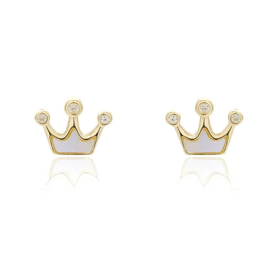 Sterling Silver Nacre Crown Studs