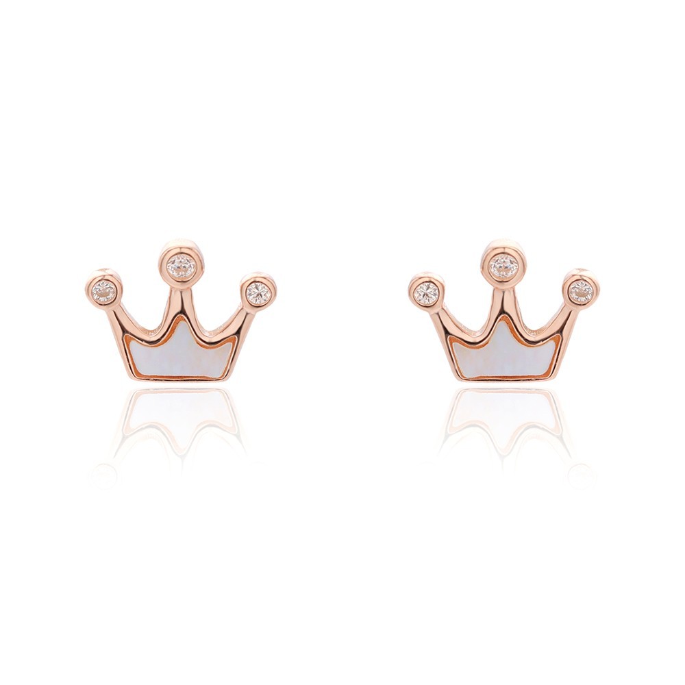 Sterling Silver Nacre Crown Studs
