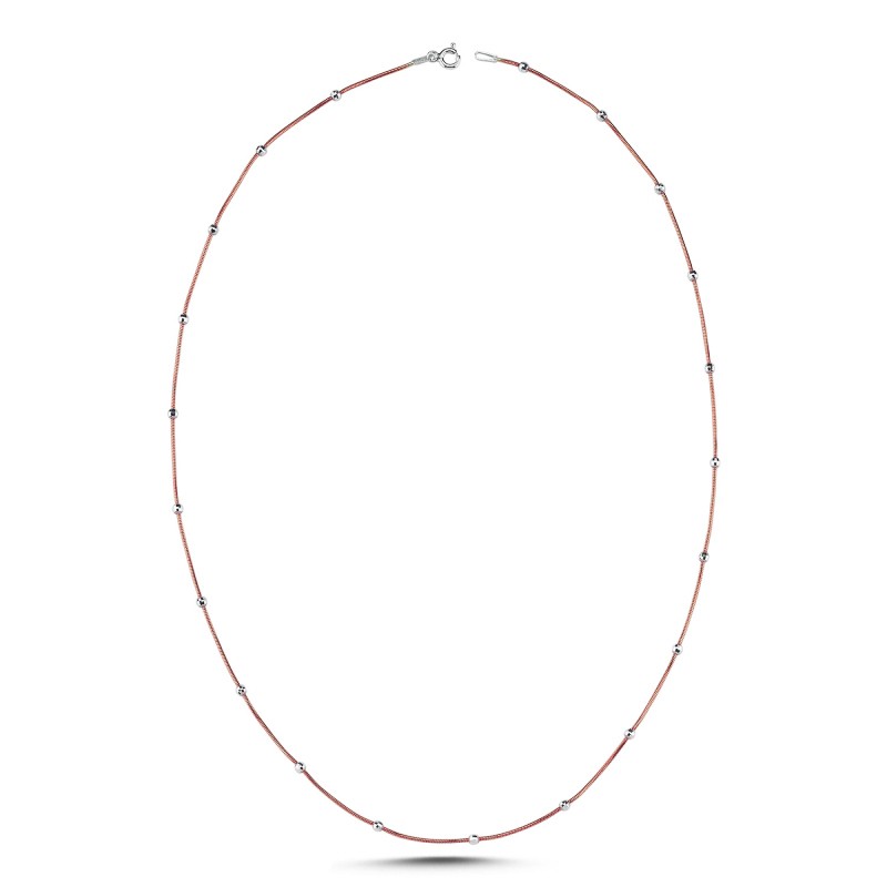 Sterling Silver Rose Gold Plated Beaded Necklace