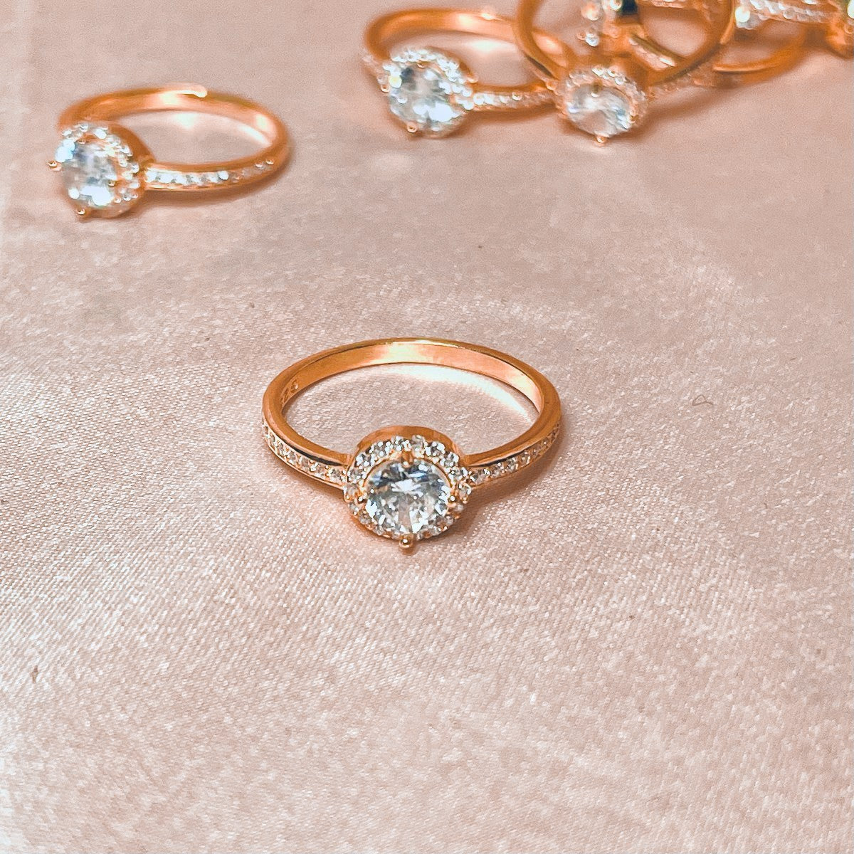 Sterling Silver Rose Gold Plated CZ Ring "Soleste"