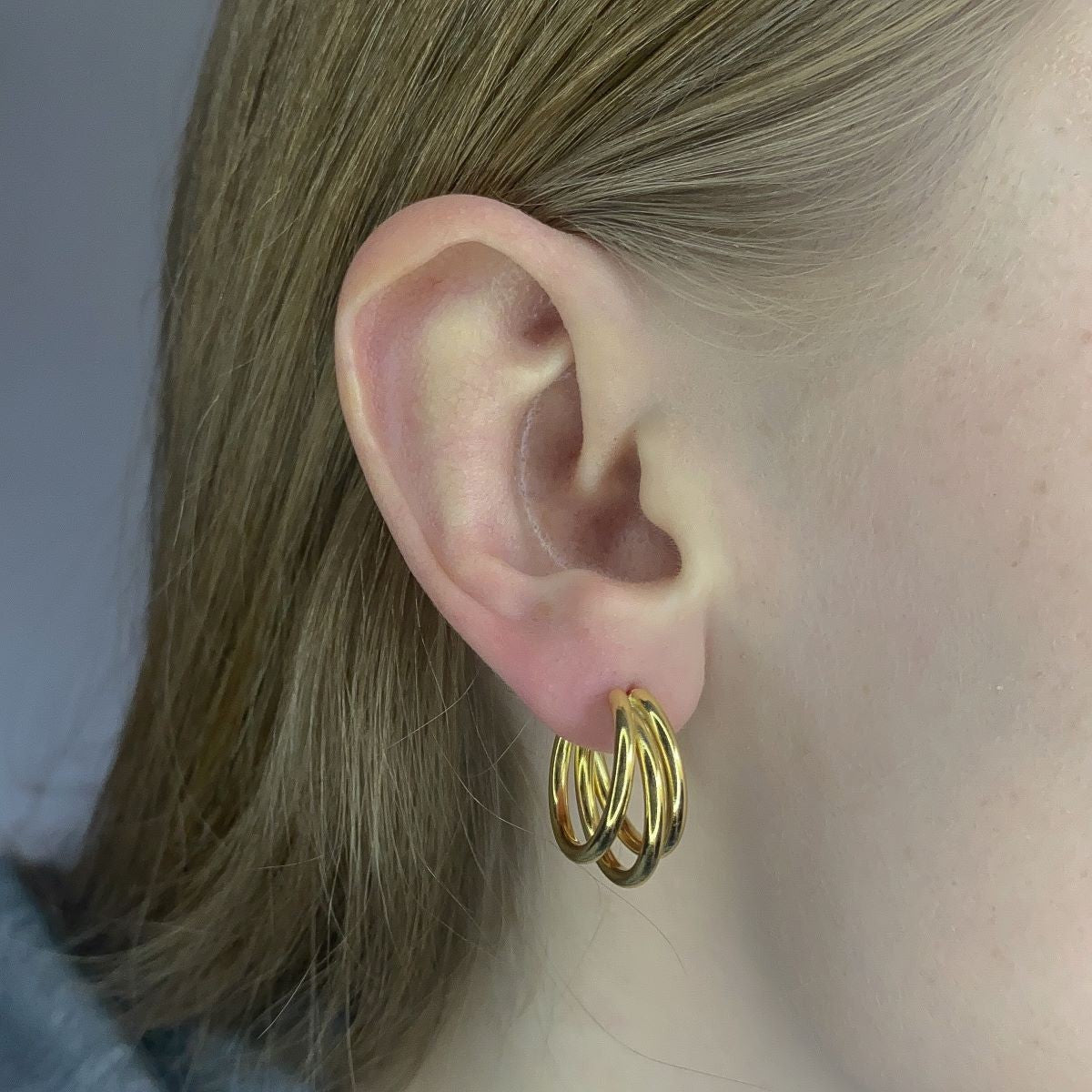 Sterling Silver Stud Earrings "Triple Hoops"