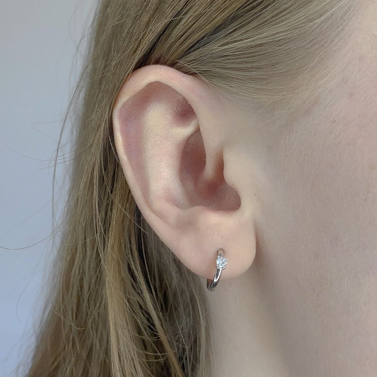 Sterling Silver Rhodium Plated 10 mm CZ Hoops