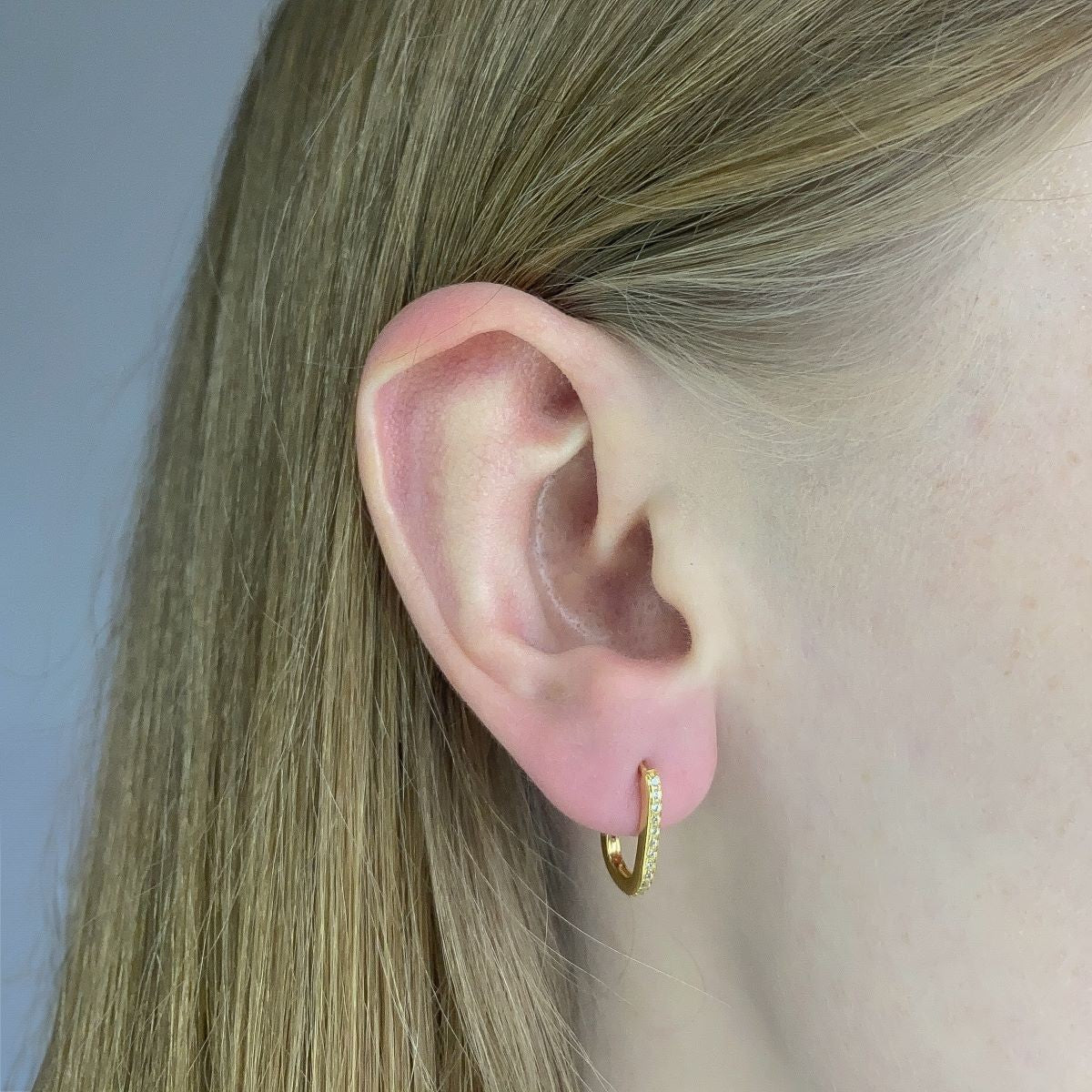 Sterling Silver Oval Hoops with CZ