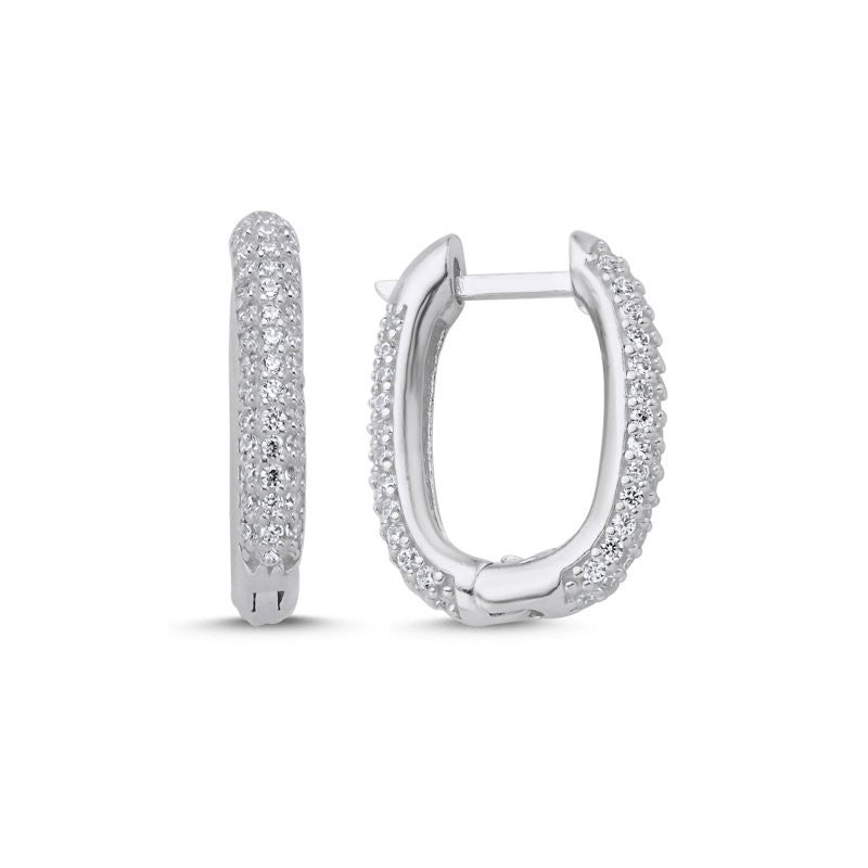 Scandinavian Silver English Lock Earrings with CZ