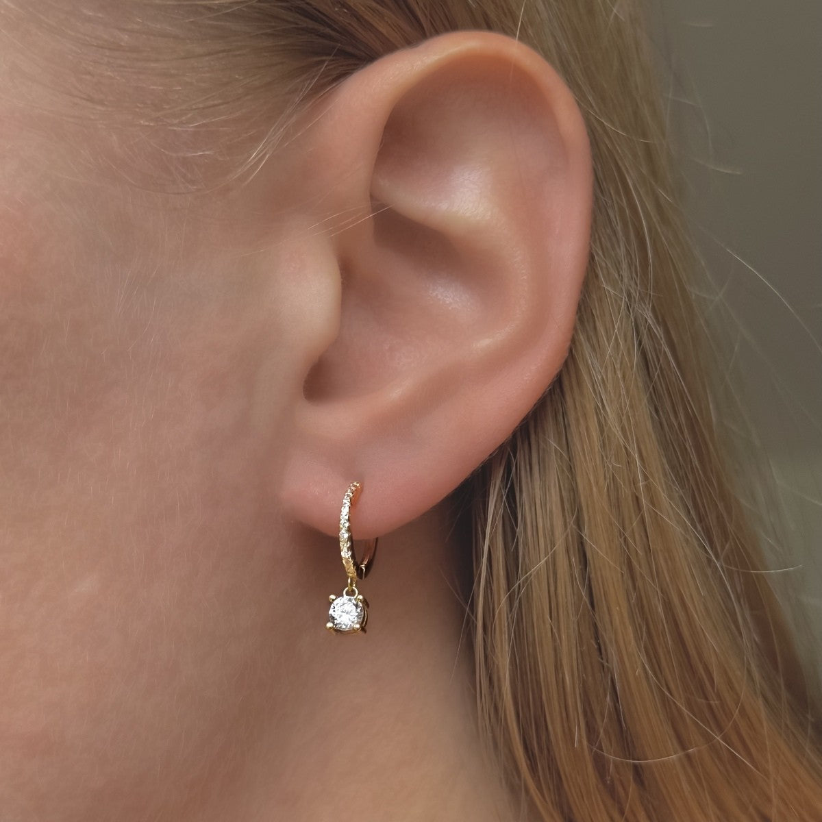 Sterling Silver Rhodium Plated Hoops with Charms
