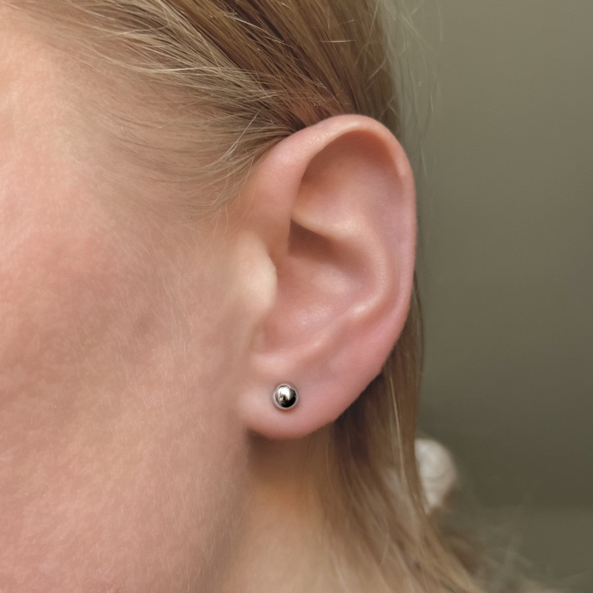 Sterling Silver Rhodium Plated 2 - 6 mm Bead Studs
