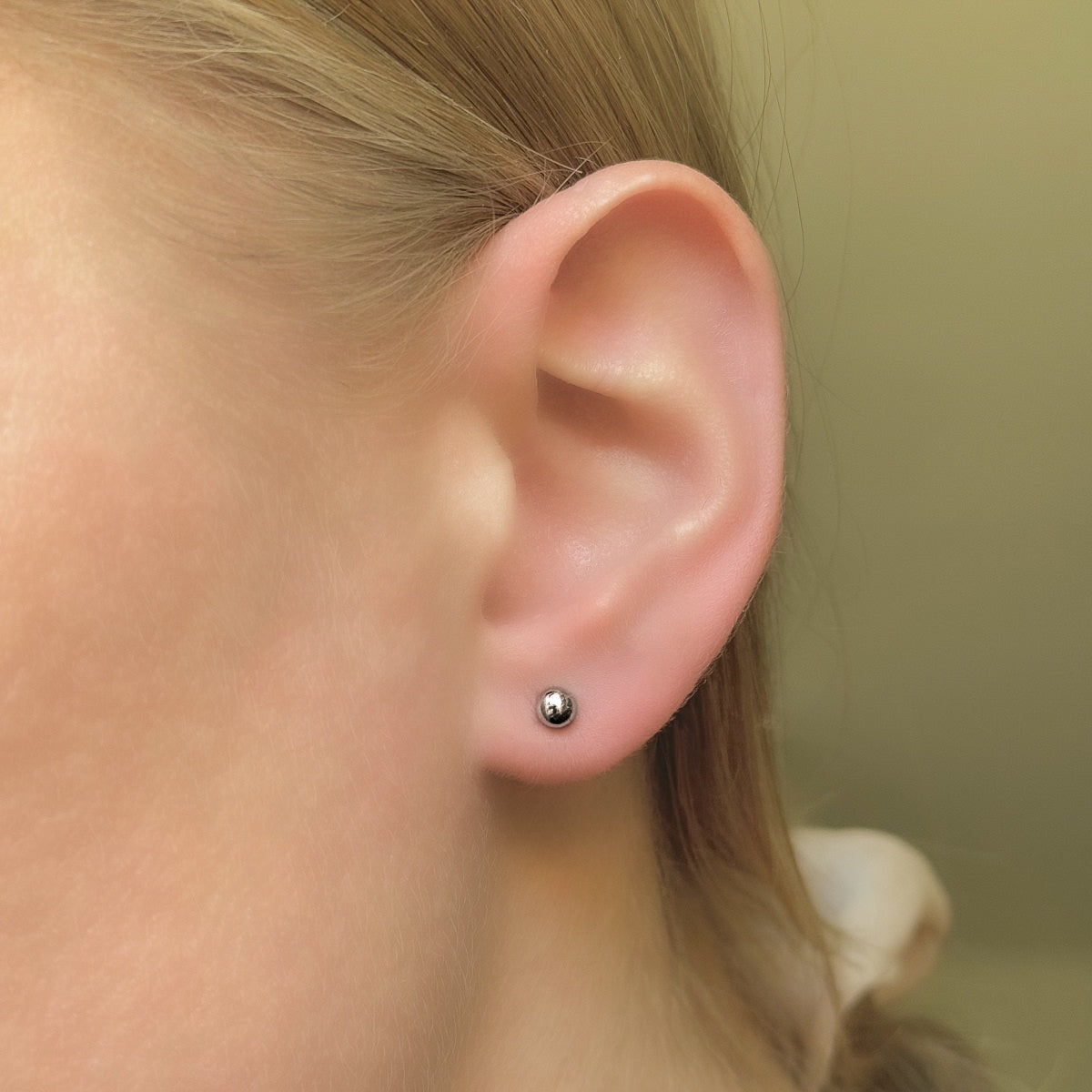Sterling Silver Rhodium Plated 2 - 6 mm Bead Studs