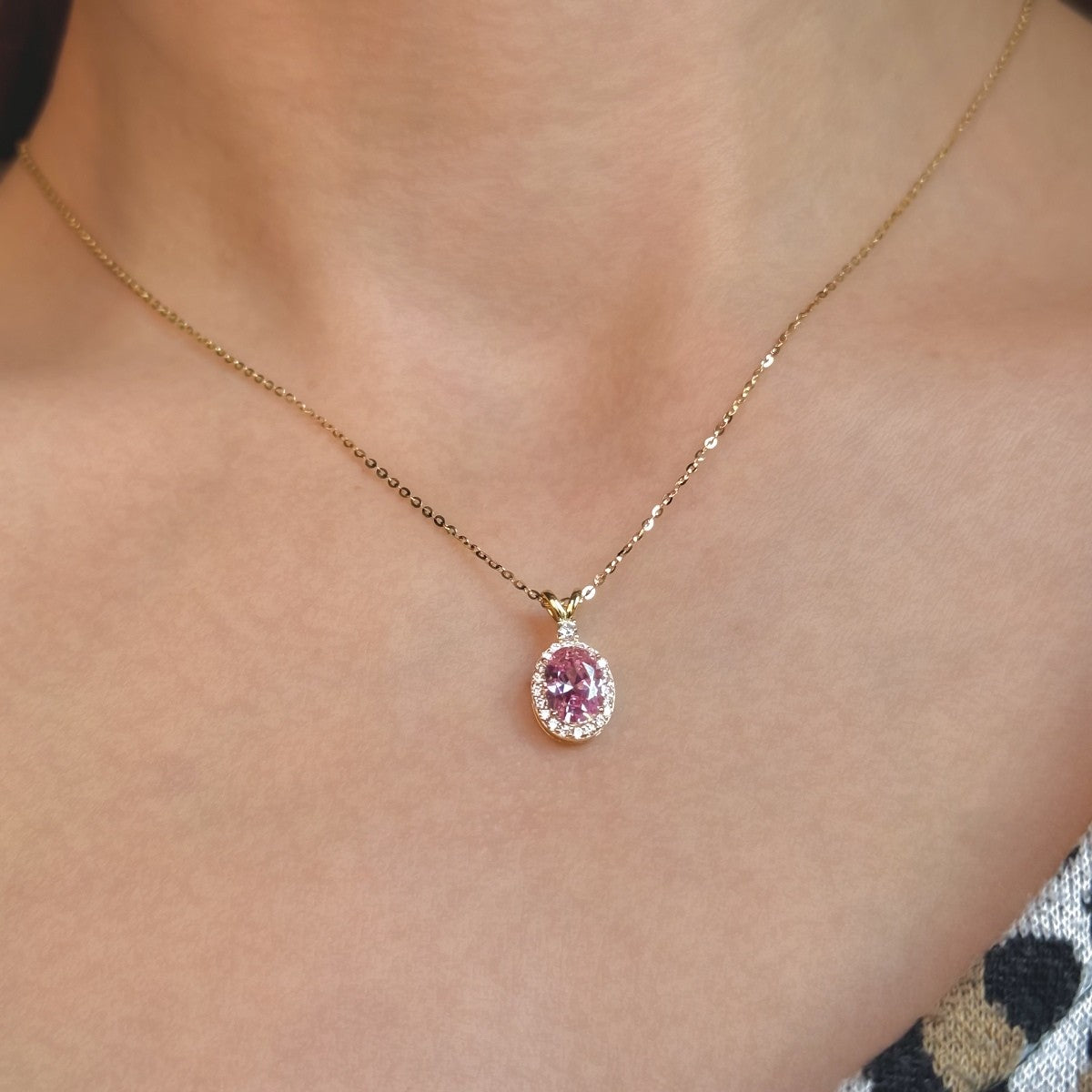 Sterling Silver Gold Plated Oval CZ Necklace