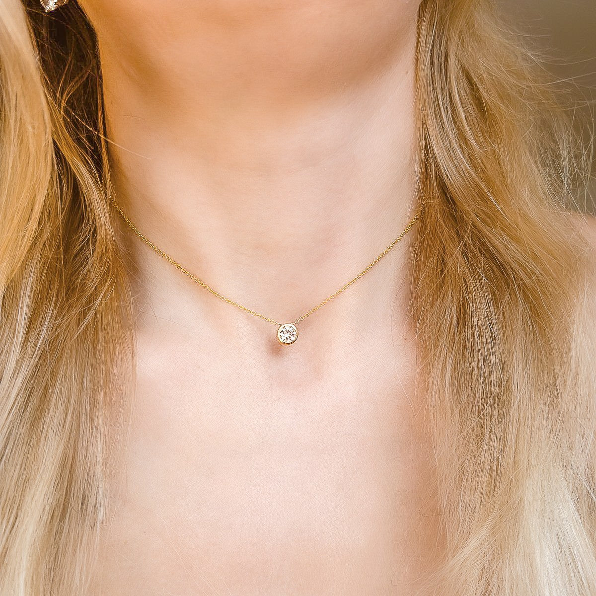 Sterling Silver Gold Plated CZ Necklace