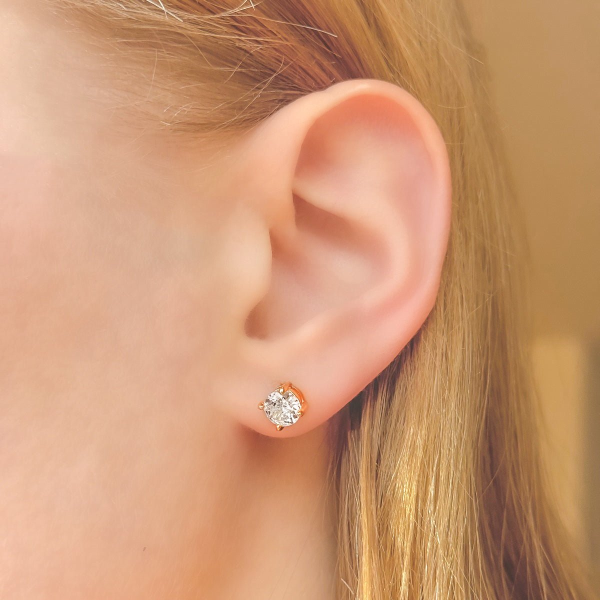 Sterling Silver Rose Gold Plated 2 - 8 mm CZ Studs