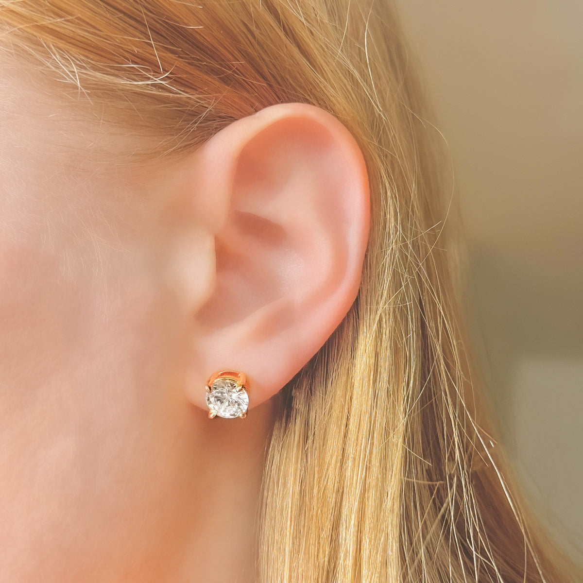 Sterling Silver Rose Gold Plated 2 - 8 mm CZ Studs