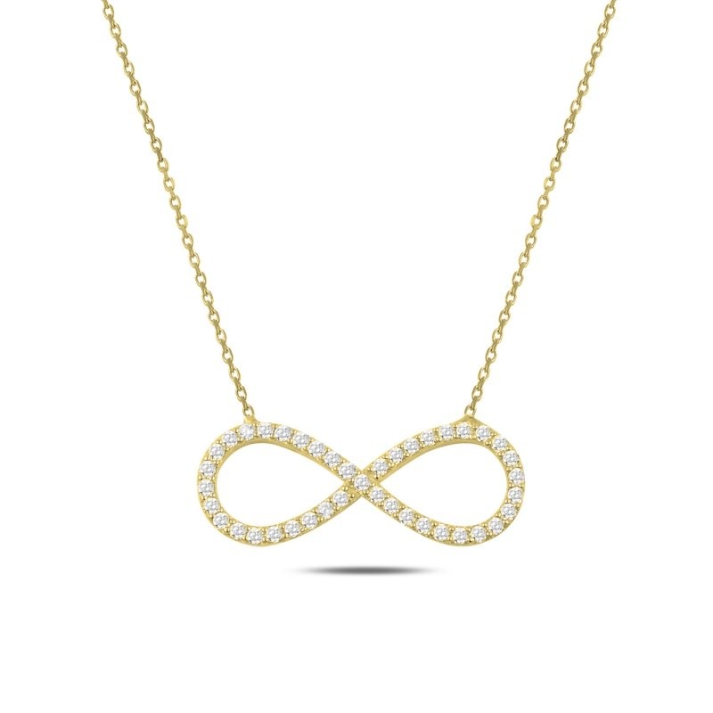Sterling Silver Gold Plated CZ Infinity Necklace