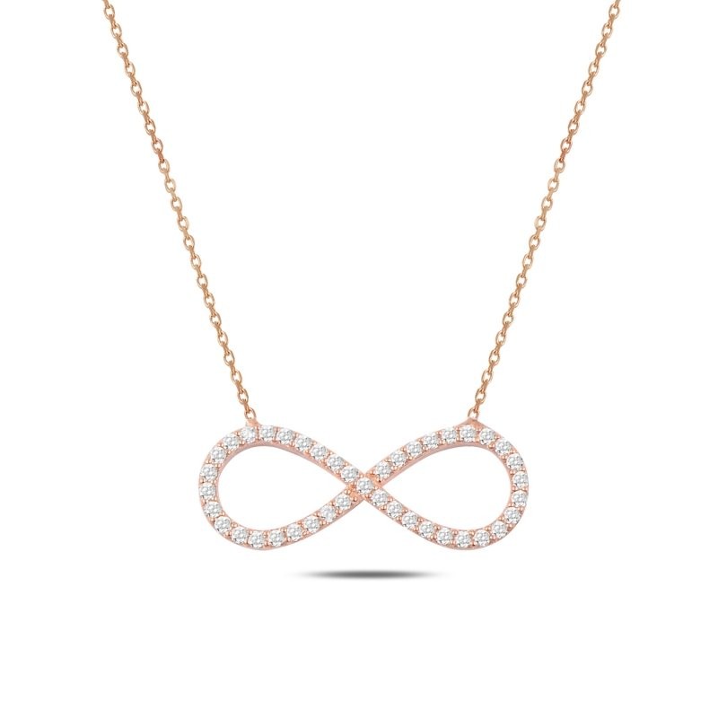 Sterling Silver Rose Gold Plated CZ Infinity Necklace