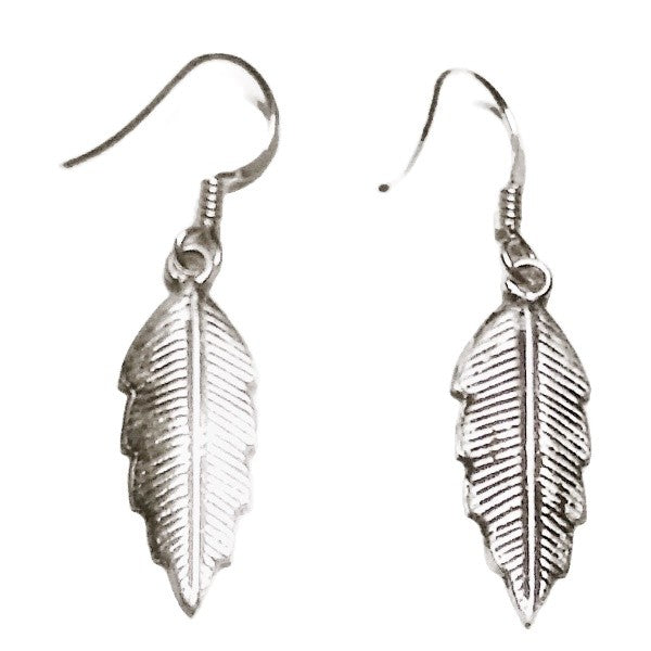 Sterling Silver Leaf Drop Earrings