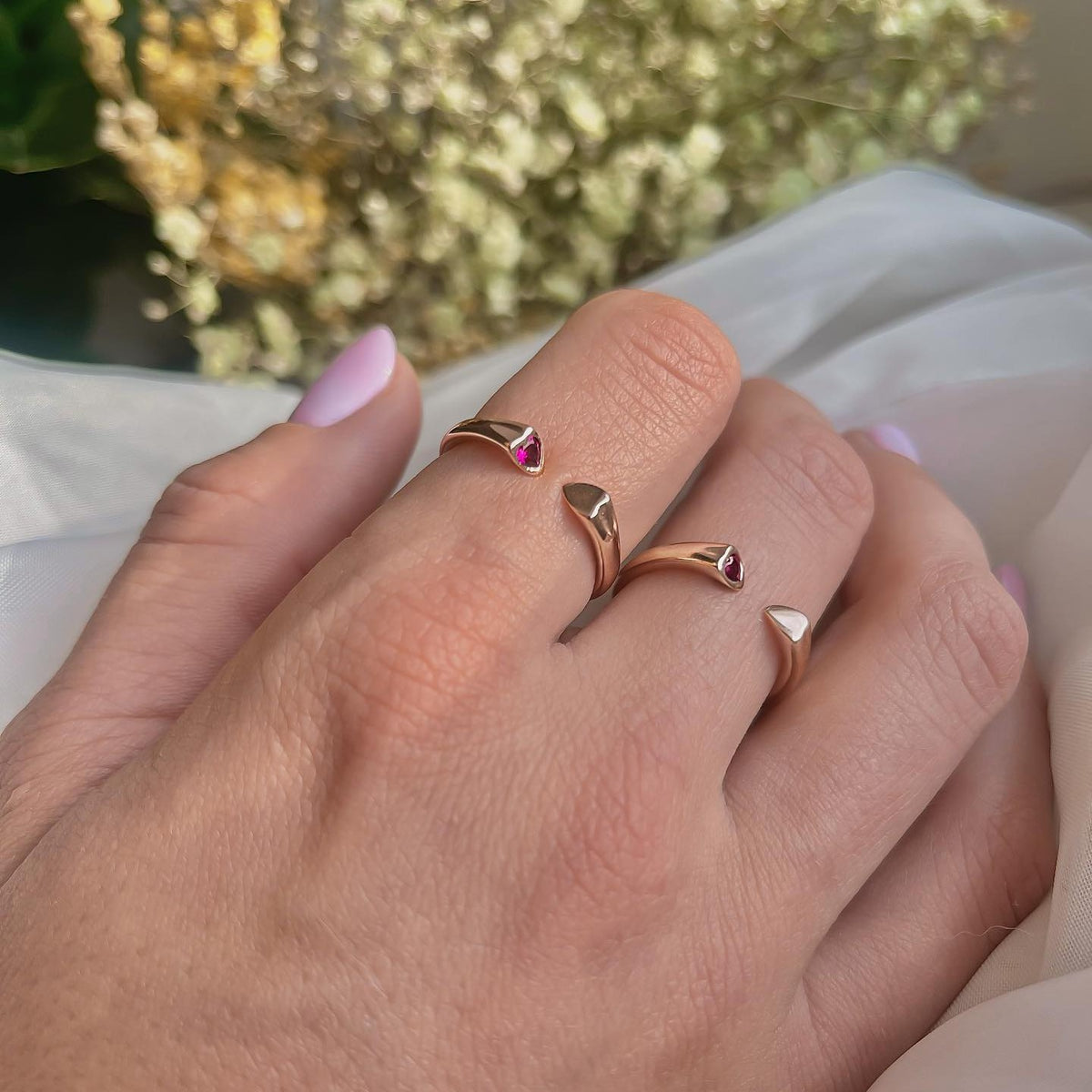 Sterling Silver Rose Gold Plated CZ Heart Ring