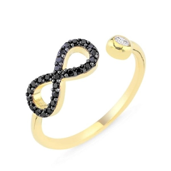 Sterling Silver Gold Plated CZ Infinity Ring