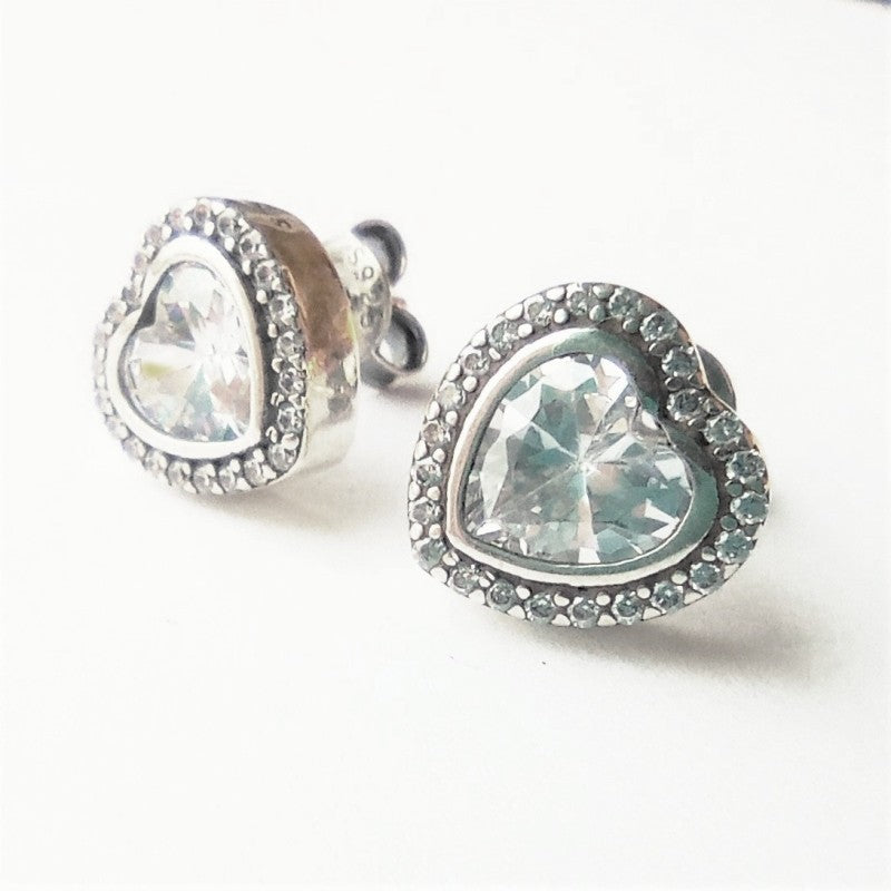 Sterling Silver Rhodium Plated Heart Studs