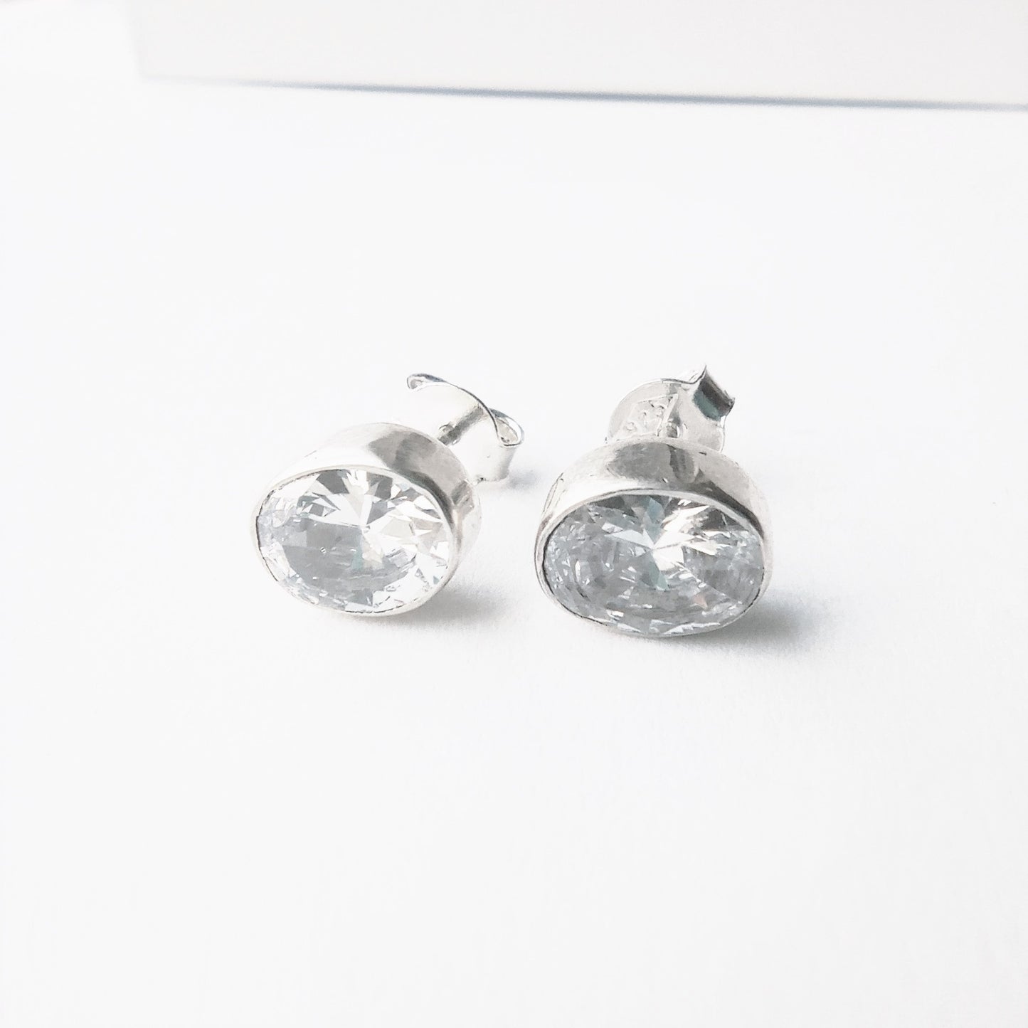 Sterling Silver Oval CZ Studs