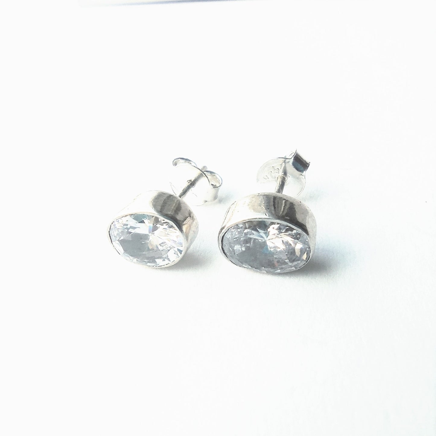 Sterling Silver Oval CZ Studs
