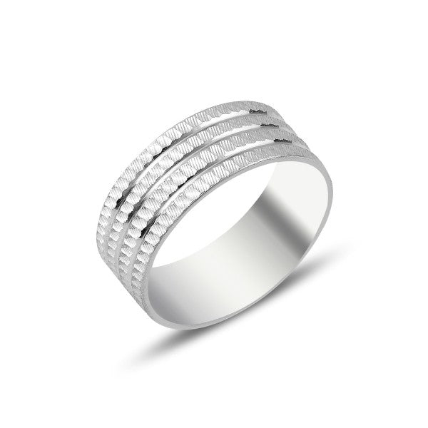 Sterling Silver Rhodium Plated 8 mm Band Ring